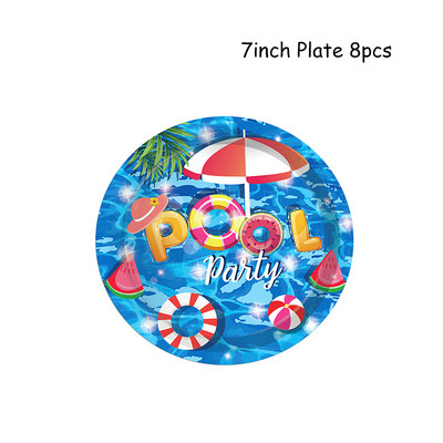 Plaukimo baseinas Reivo vakarėlio dekoracijos Su gimtadieniu Vienkartiniai stalo reikmenys Popieriniai lėkštės Puodeliai Balionai Havajietiški vestuvių reikmenys