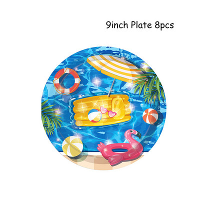 Plaukimo baseinas Reivo vakarėlio dekoracijos Su gimtadieniu Vienkartiniai stalo reikmenys Popieriniai lėkštės Puodeliai Balionai Havajietiški vestuvių reikmenys