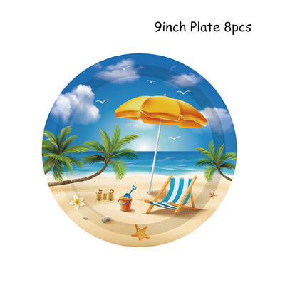 Plaukimo baseinas Reivo vakarėlio dekoracijos Su gimtadieniu Vienkartiniai stalo reikmenys Popieriniai lėkštės Puodeliai Balionai Havajietiški vestuvių reikmenys