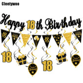 Zelts, melns, daudz laimes 18. 30. 40. 50. 60. dzimšanas dienā, reklāmkarogs, karājas, vītnes