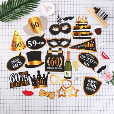 Zelts, melns, daudz laimes 18. 30. 40. 50. 60. dzimšanas dienā, reklāmkarogs, karājas, vītnes