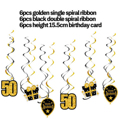 Zelts, melns, daudz laimes 18. 30. 40. 50. 60. dzimšanas dienā, reklāmkarogs, karājas, vītnes
