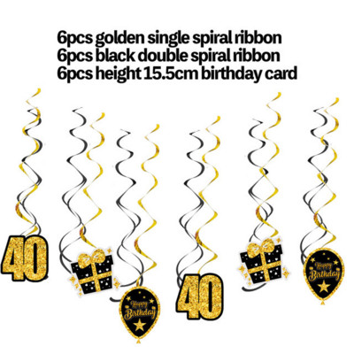 Zelts, melns, daudz laimes 18. 30. 40. 50. 60. dzimšanas dienā, reklāmkarogs, karājas, vītnes