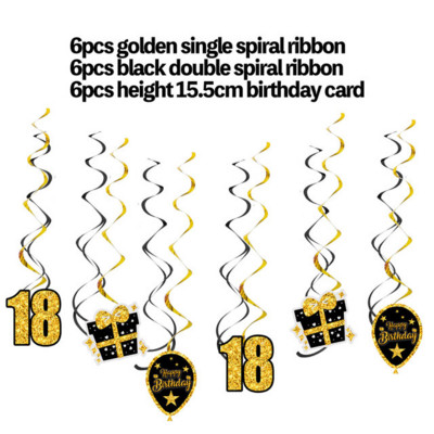 Zelts, melns, daudz laimes 18. 30. 40. 50. 60. dzimšanas dienā, reklāmkarogs, karājas, vītnes