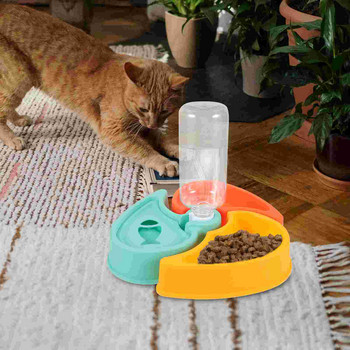 Τροφοδότης κατοικίδιων Αυτόματοι τροφοδότες πιάτων για γάτες Αντιολισθητικό μπολ με νερό κουταβιών Πλαστικός σταθμός γάτες