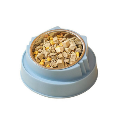 Cat Face Design Macska nyakvédő edény műanyag csúszásmentes talppal, 15 fokban megdöntött, rozsdamentes acél cica