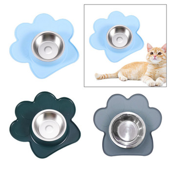 Купа за кучешка храна Stable Kitty Snack Bowl Portable Pet Feeding Dish Silicone Mat Pet Feeder Bowl for Indoor Cats Puppy Kitten