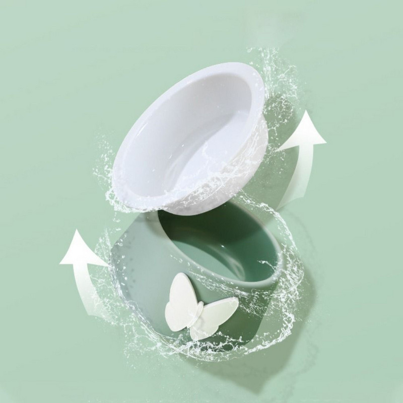 Balta porcelāna tauriņa imitācijas kaķu bļoda, plastmasas pret apgāšanos kucēnu barošanas trauks, noņemams multfilmas tauriņš