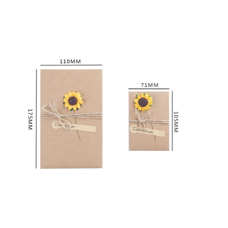 5gab mini aploksne Vintage DIY kraftpapīra ielūguma apsveikuma kartīte ar modes rokām gatavotu sausu ziedu kāzu dāvanu ballītei
