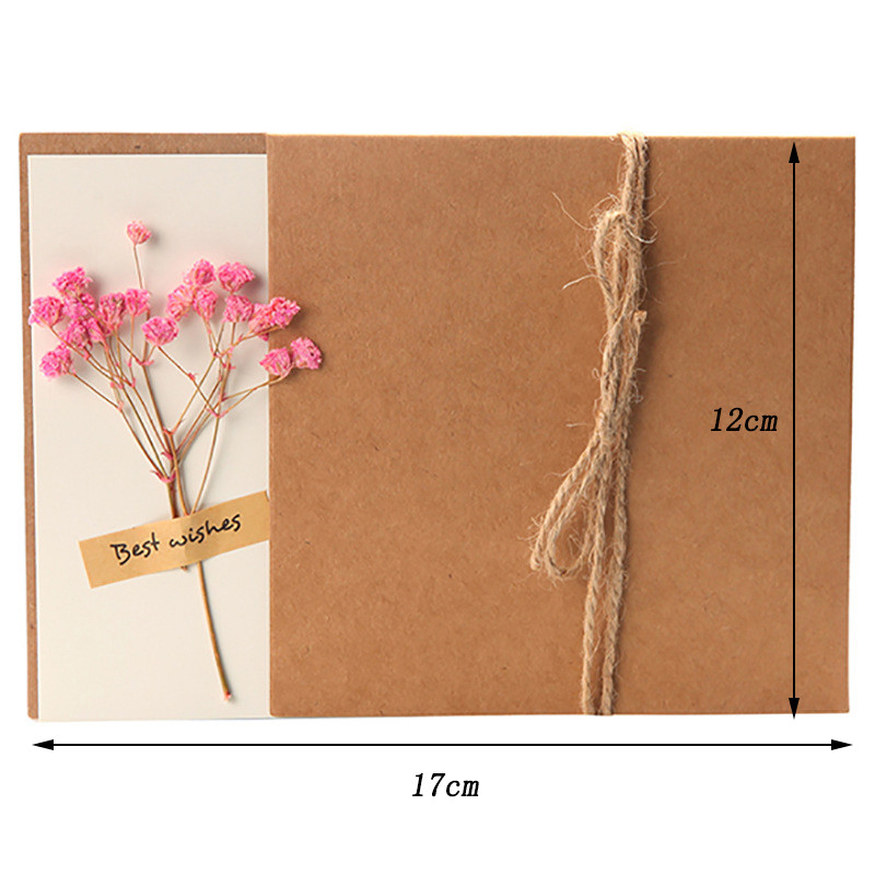 Újévi ajándékkártyák Szárított virágok Meghívók Születésnapi Esküvői Party Karácsonyi Üdvözlet Jókívánságok DIY összecsukható képeslapok