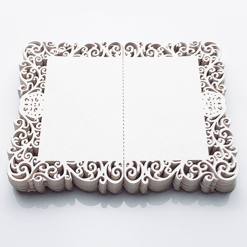 50db Csipke Név Helykártyák Lézerrel vágott Születésnapi Party Favor Esküvői Dísz Asztaldekor Barkácsasztal név Üzenet Üdvözlőlapok