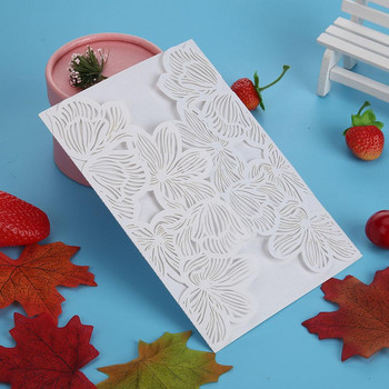 10 парчета перлена хартия, издълбана растителна цветна поздравителна картичка Парти консумативи Покана за сватба