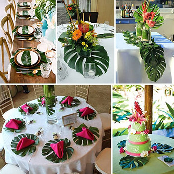 Χαβάης τεχνητά τροπικά φύλλα φοίνικα Θεματικό πάρτι ζούγκλας Γάμος Διακόσμηση σπιτιού γενεθλίων Flamingo Luau ALOHA Party