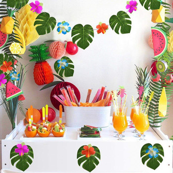 Хавайски изкуствени тропически палмови листа Лятна джунгла Тематично парти Сватба Рожден ден Декорация на дома Фламинго Луау ALOHA Парти