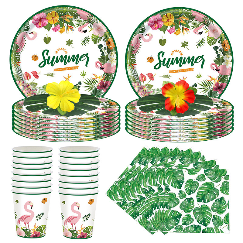 Havaju mākslīgās tropiskās palmu lapas Vasaras džungļu tematiskā ballīte Kāzu dzimšanas diena Mājas dekorēšana Flamingo Luau ALOHA ballīte