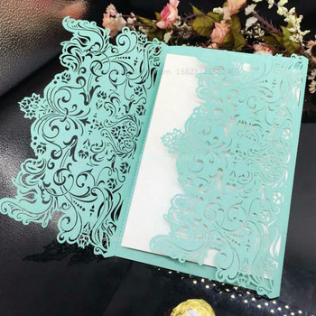 10 τμχ Laser Cut Vintage Tiffany Προσκλητήρια γάμου Κιτ ευχετήριες κάρτες Γάμος Νυφικό ντους Προσκλητήρια γενεθλίων 7Z