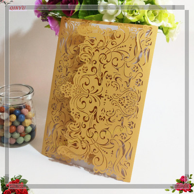 10 buc. Decupat cu laser Vintage Tiffany Invitații de nuntă Kit de felicitări Felicitari de nuntă Felicitari de invitații de zi de naștere 7Z