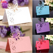 50 vnt. / Lot lazeriu iškirptas drugelis širdies formos sėdynės kortelė Vestuvių pobūvio stalo pavadinimas Vietos kortelės Palankumo stalo dekoravimas 6Z-SH086