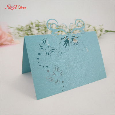 50 vnt. / Lot lazeriu iškirptas drugelis širdies formos sėdynės kortelė Vestuvių pobūvio stalo pavadinimas Vietos kortelės Palankumo stalo dekoravimas 6Z-SH086