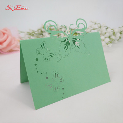 50 vnt. / Lot lazeriu iškirptas drugelis širdies formos sėdynės kortelė Vestuvių pobūvio stalo pavadinimas Vietos kortelės Palankumo stalo dekoravimas 6Z-SH086