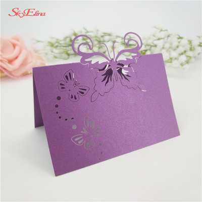 50 vnt. / Lot lazeriu iškirptas drugelis širdies formos sėdynės kortelė Vestuvių pobūvio stalo pavadinimas Vietos kortelės Palankumo stalo dekoravimas 6Z-SH086