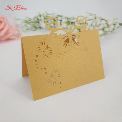 50 vnt. / Lot lazeriu iškirptas drugelis širdies formos sėdynės kortelė Vestuvių pobūvio stalo pavadinimas Vietos kortelės Palankumo stalo dekoravimas 6Z-SH086