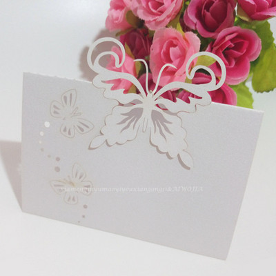 50 vnt. / Lot lazeriu iškirptas drugelis širdies formos sėdynės kortelė Vestuvių pobūvio stalo pavadinimas Vietos kortelės Palankumo stalo dekoravimas 6Z-SH086