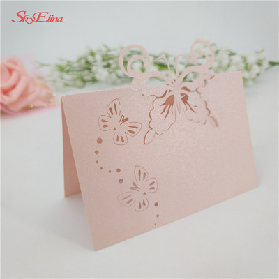 50 vnt. / Lot lazeriu iškirptas drugelis širdies formos sėdynės kortelė Vestuvių pobūvio stalo pavadinimas Vietos kortelės Palankumo stalo dekoravimas 6Z-SH086