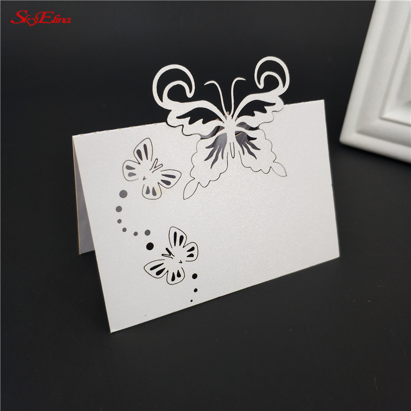 50 vnt. / Lot lazeriu iškirptas drugelis širdies formos sėdynės kortelė Vestuvių pobūvio stalo pavadinimas Vietos kortelės Palankumo stalo dekoravimas 6Z-SH086