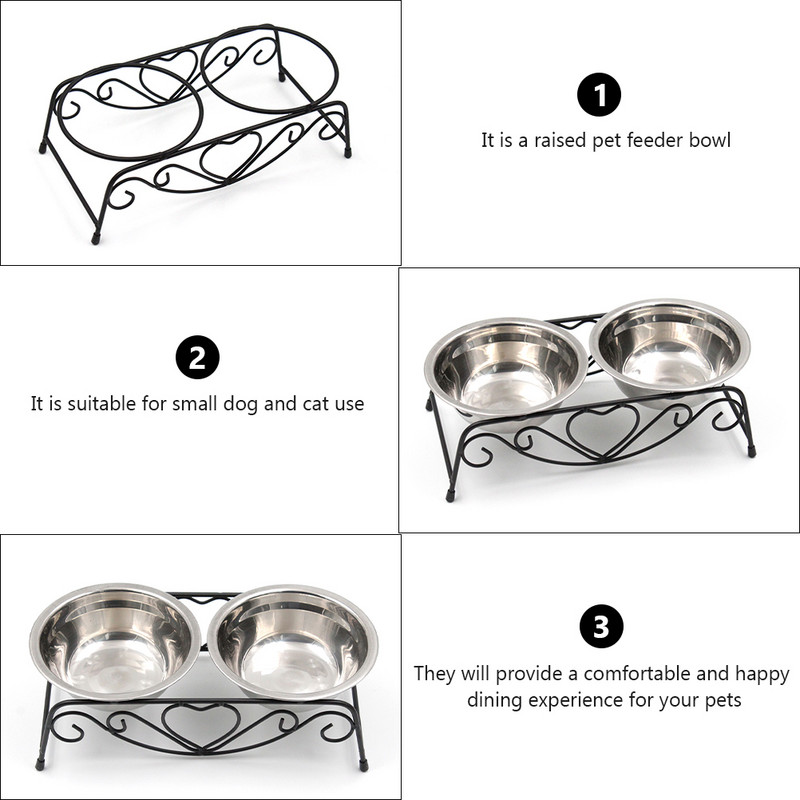 Etetőtál rozsdamentes acél kisállattálak Emelt rozsdamentes acél kisállat macskaetető tál: kellék