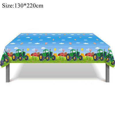 1Szett mezőgazdasági vontatójármű eldobható evőeszközök, papír szívószálas tortafeltétek fiú traktoros témájú születésnapi dekorációhoz