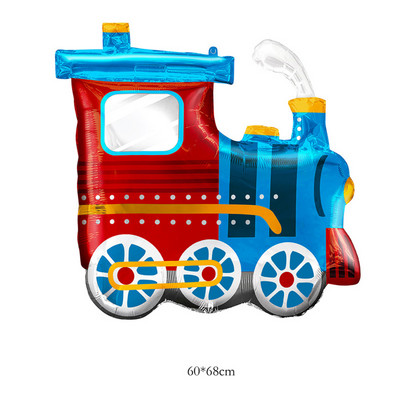 Vonat születésnapi díszek autók étkészlet minden fedélzeten vasúton Eldobható papírtányérok Vonatfólia léggömb kellékek