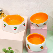 Kis kedvencek etetőtál macskaeledel vizes tál csincsilla mókus tengerimalac nyúl cicaetető Aranyos rajzfilm sárgarépa kerámia tál