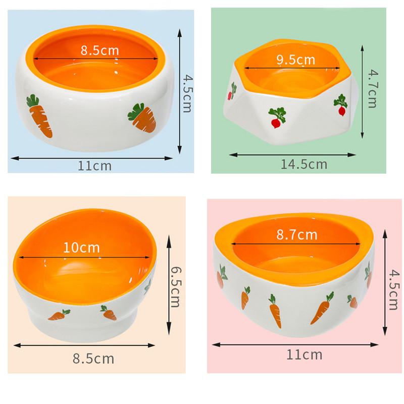 Kis kedvencek etetőtál macskaeledel vizes tál csincsilla mókus tengerimalac nyúl cicaetető Aranyos rajzfilm sárgarépa kerámia tál