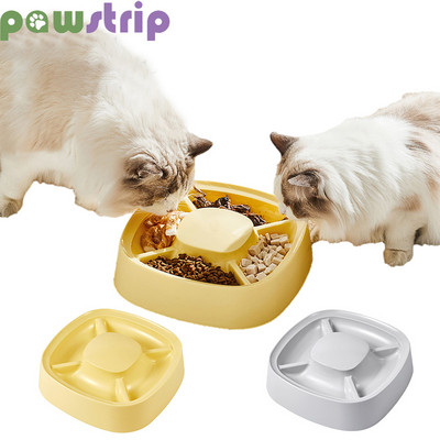 Pet Cat Feeding Bowl Plastic Durable Slow Feeder Anti-Gulping Cat Dog Food Dish Multifunction Kitten Food Plate Pet Supplies