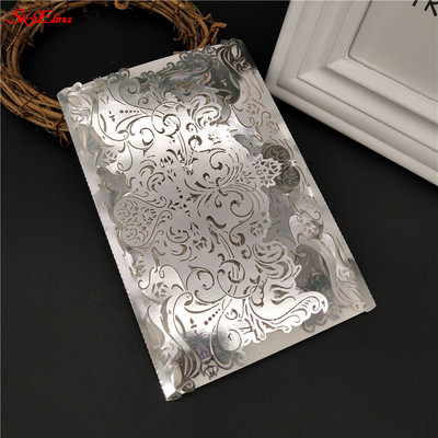 1/10 db tétel Európai csúcskategóriás rózsaszín esküvői meghívó lézerrel vágott virágos csillogó eljegyzési keresztelői meghívók 6Z SH073