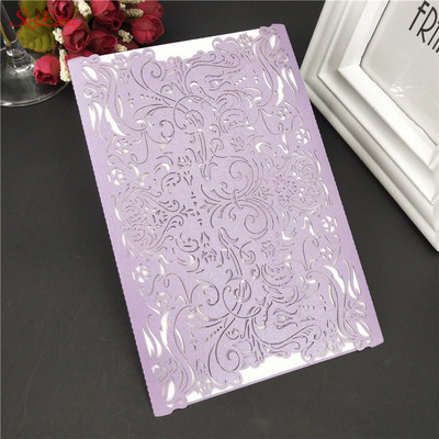 1/10 db tétel Európai csúcskategóriás rózsaszín esküvői meghívó lézerrel vágott virágos csillogó eljegyzési keresztelői meghívók 6Z SH073