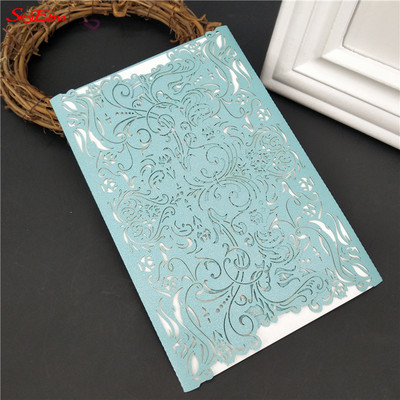 1/10 db tétel Európai csúcskategóriás rózsaszín esküvői meghívó lézerrel vágott virágos csillogó eljegyzési keresztelői meghívók 6Z SH073