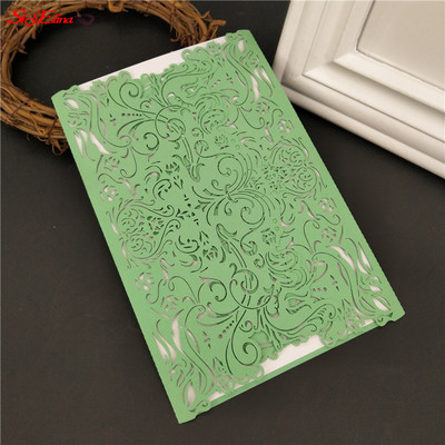 1/10 db tétel Európai csúcskategóriás rózsaszín esküvői meghívó lézerrel vágott virágos csillogó eljegyzési keresztelői meghívók 6Z SH073