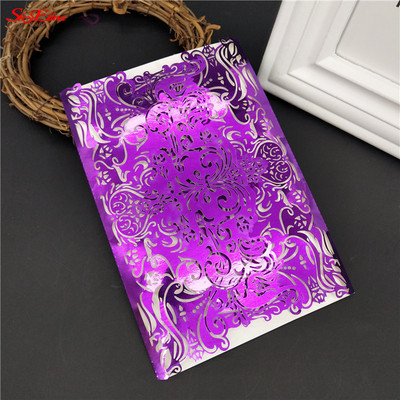 1/10 db tétel Európai csúcskategóriás rózsaszín esküvői meghívó lézerrel vágott virágos csillogó eljegyzési keresztelői meghívók 6Z SH073