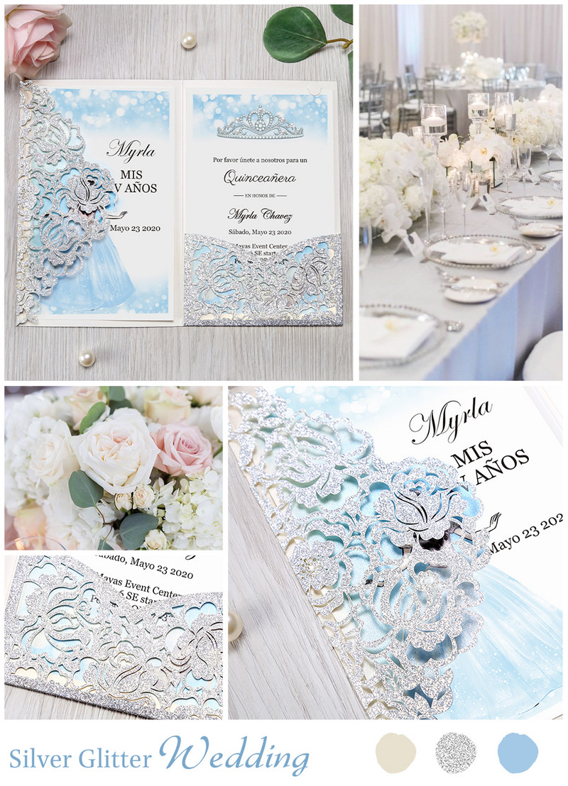 1 gab rozā sarkanā baltā bordo ar lāzergrieztu ziedu kabatas apsveikuma kartītes ar aploksni, pielāgotas ballītes kāzām