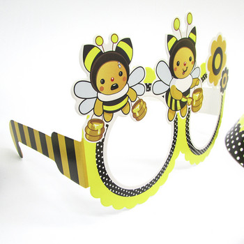 6 бр. Карикатура на земна пчела Парти Посуда за еднократна употреба Чаши Чинии Шапки Слама Декорации за рожден ден Деца за 6 души