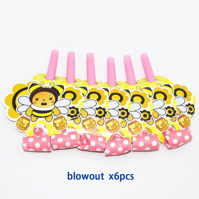 6db Rajzfilm poszméh Party eldobható evőeszközök csészék tányérok kalapok szalmából születésnapi parti díszek gyerekek 6 fő részére