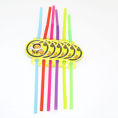 6db Rajzfilm poszméh Party eldobható evőeszközök csészék tányérok kalapok szalmából születésnapi parti díszek gyerekek 6 fő részére