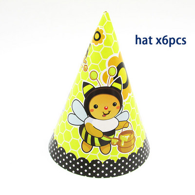 6db Rajzfilm poszméh Party eldobható evőeszközök csészék tányérok kalapok szalmából születésnapi parti díszek gyerekek 6 fő részére