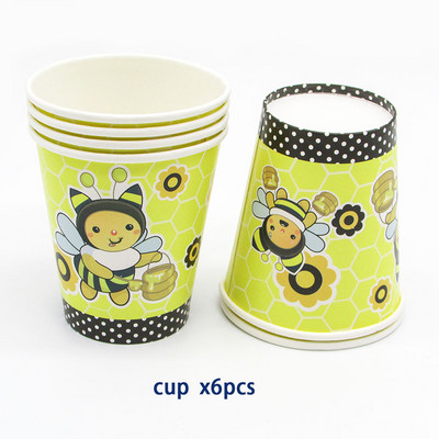 6db Rajzfilm poszméh Party eldobható evőeszközök csészék tányérok kalapok szalmából születésnapi parti díszek gyerekek 6 fő részére