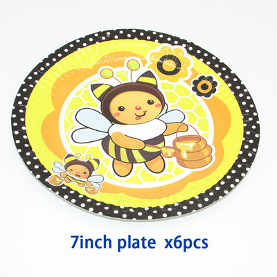 6db Rajzfilm poszméh Party eldobható evőeszközök csészék tányérok kalapok szalmából születésnapi parti díszek gyerekek 6 fő részére