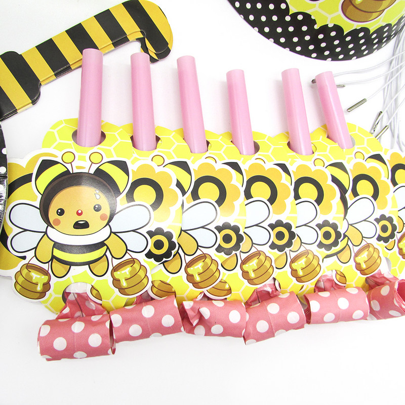 6db Rajzfilm poszméh Party eldobható evőeszközök csészék tányérok kalapok szalmából születésnapi parti díszek gyerekek 6 fő részére