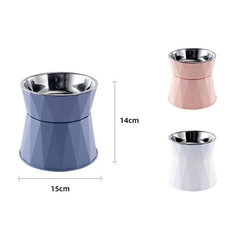 YOUZI Pet Bowl Macska Kutya Magasított Nyakvédő Dupla tál rozsdamentes acél kettős rendeltetésű etetőtál