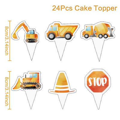 Строителни хартиени чаши Посуда за еднократна употреба Декорация за рожден ден Момче Багер Конструкция Трактор Декорация за парти за рожден ден